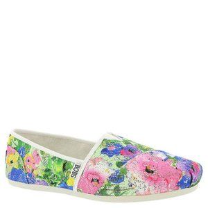 Bobs Skechers Plush Bouquet Floral Sequins Memory Foam Slip-on Shoes Size 10 VGC